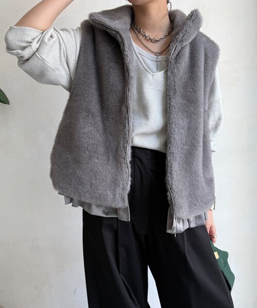 DouDou ベスト ジレ 「WEB限定」エコミンクファーベスト レディース