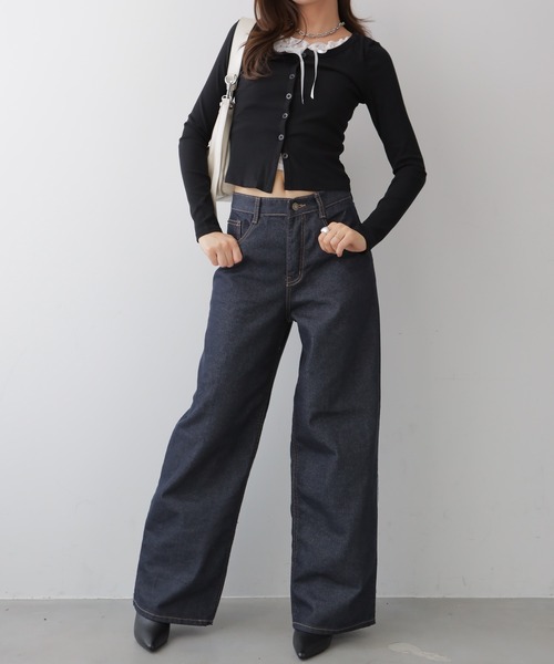 NANAHACHI ジーンズ デニム デニムパンツ ノンウォッシュ ワイドデニム