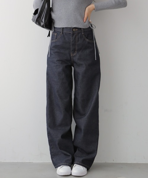 NANAHACHI ジーンズ デニム デニムパンツ ノンウォッシュ ワイドデニム