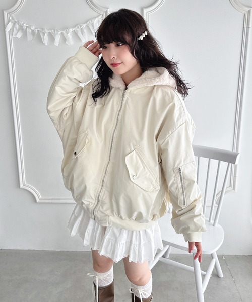 Loueme ブルゾン アウター 「リバーシブル」フェイクファーフーディ