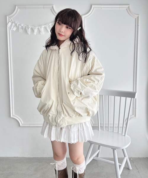 Loueme ブルゾン アウター 「リバーシブル」フェイクファーフーディ