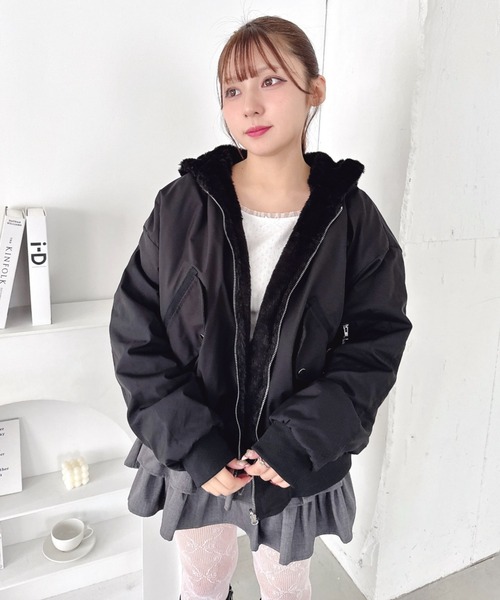 Loueme ブルゾン アウター 「リバーシブル」フェイクファーフーディ