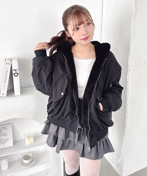 Loueme ブルゾン アウター 「リバーシブル」フェイクファーフーディ