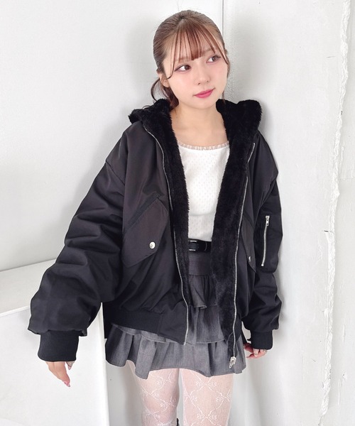 Loueme ブルゾン アウター 「リバーシブル」フェイクファーフーディ