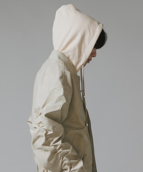 Theater code ma1 ma-1 Layered-Style Hooded Leather Jacket