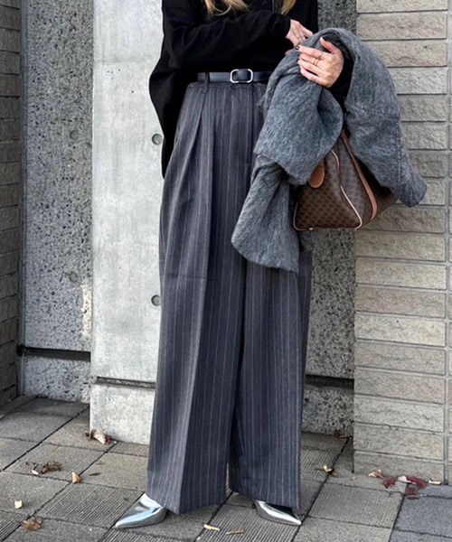ナイスネス 美品 ストライプ トラウザー パンツ スラックス notch. スラックス パンツ 「 notch. by KASUMI 」 ストライプ