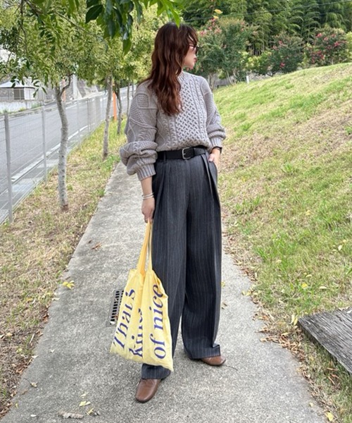 notch. パンツ 「notch. by KASUMI」 ストライプトラウザーパンツ