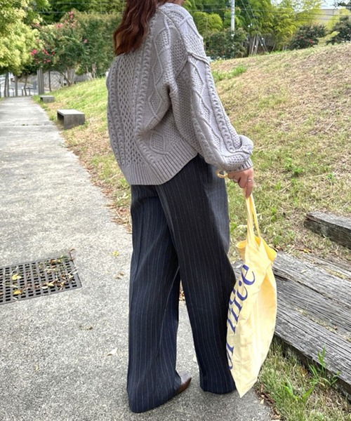 notch. パンツ 「notch. by KASUMI」 ストライプトラウザーパンツ