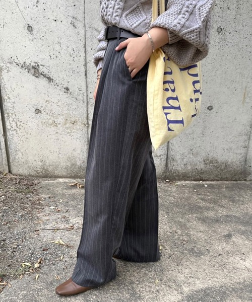 notch. パンツ 「notch. by KASUMI」 ストライプトラウザーパンツ