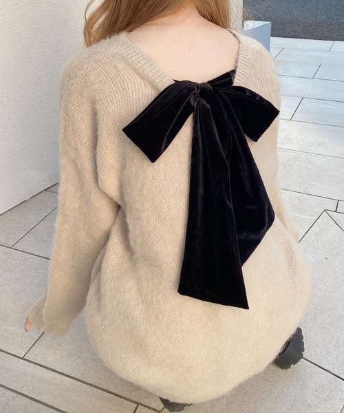 INGNI（イング） ニット セーター バックベロアリボンシャギー