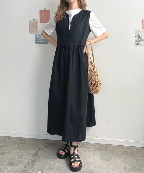 「Futier land」 ノースリーブワンピース FREE ネイビー レディース_画像2