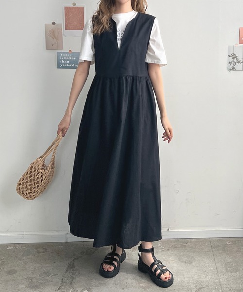 「Futier land」 ノースリーブワンピース FREE ネイビー レディース_画像7
