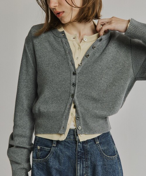 PUBLIC TOKYO コットンカシミヤクルーカーデ PUBLIC TOKYO（パブリックトウキョウ） カーディガン コットンカシミヤ