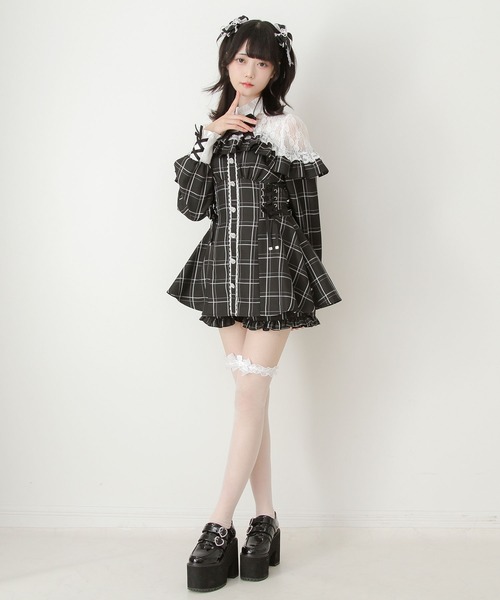 DearMyLove セットアップ レース切替ハイネックリボンセットアップ