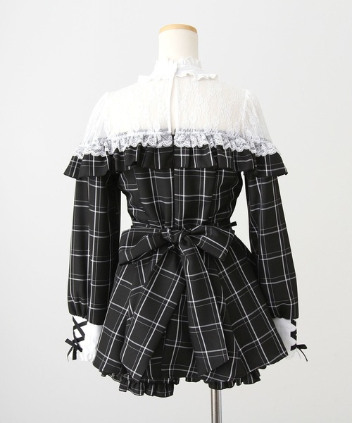 DearMyLove セットアップ レース切替ハイネックリボンセットアップ