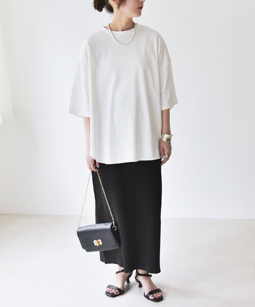 「quaranciel」 半袖Tシャツ ONE SIZE チャコールグレー レディース_画像2