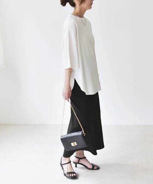 「quaranciel」 半袖Tシャツ ONE SIZE チャコールグレー レディース_画像3