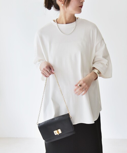 「quaranciel」 半袖Tシャツ ONE SIZE チャコールグレー レディース_画像6