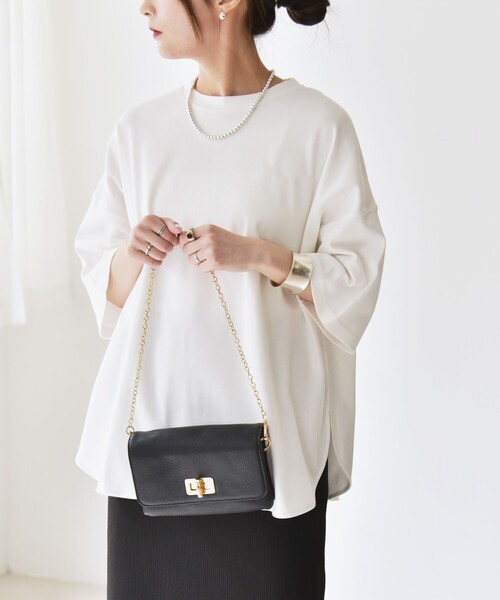 「quaranciel」 半袖Tシャツ ONE SIZE チャコールグレー レディース_画像7