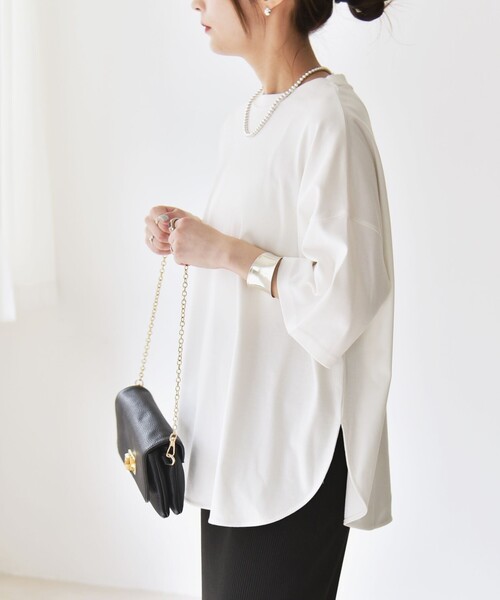 「quaranciel」 半袖Tシャツ ONE SIZE チャコールグレー レディース_画像8