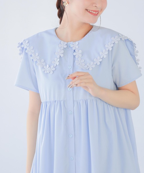 「Fit more」 半袖ワンピース LONG ホワイト レディース_画像8