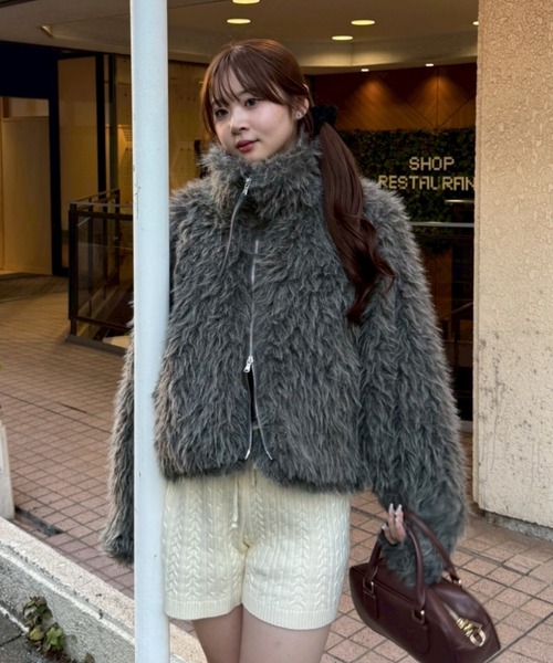 KTZ ファー ブルゾン アーカイブ 未使用級 レアデザイン ナイスクラップ NICE CLAUP 【nane】【Suzuki セレクト】WZIPミックス