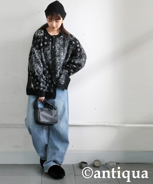 antiqua（アンティカ） ニット セーター ペイズリー柄 カーディガン