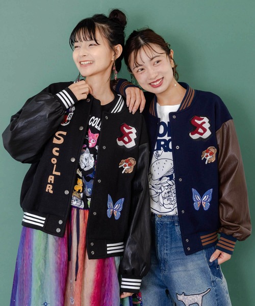 ドルガバ　スパンコール　スタジャン ScoLar（スカラー） スタジャン 153686：メルトン×合皮 異素材切替