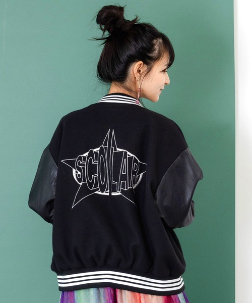 ScoLar（スカラー） スタジャン 153686：メルトン×合皮 異素材切替