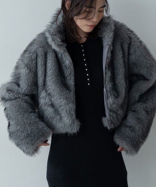 INDIVI GALLEST ブルゾン アウター 「再入荷」フェイクファーブルゾン