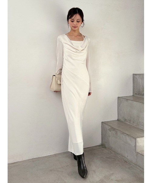 SNIDEL（スナイデル） ワンピース ドレープバックサテンロング