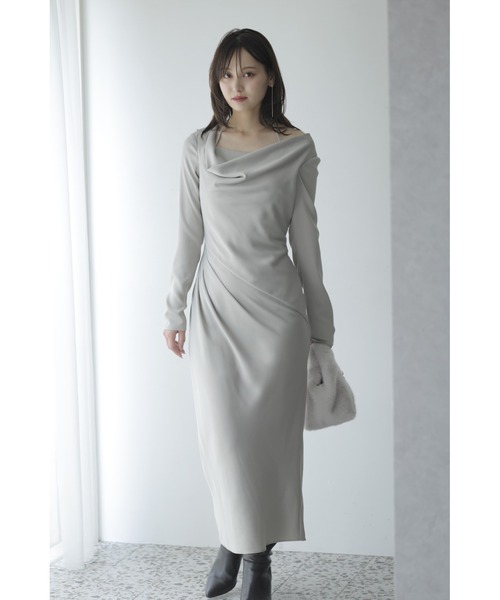SNIDEL　スナイデル　ドレープバックサテンロングワンピース　GRY SNIDEL（スナイデル） ワンピース ドレープバックサテンロング