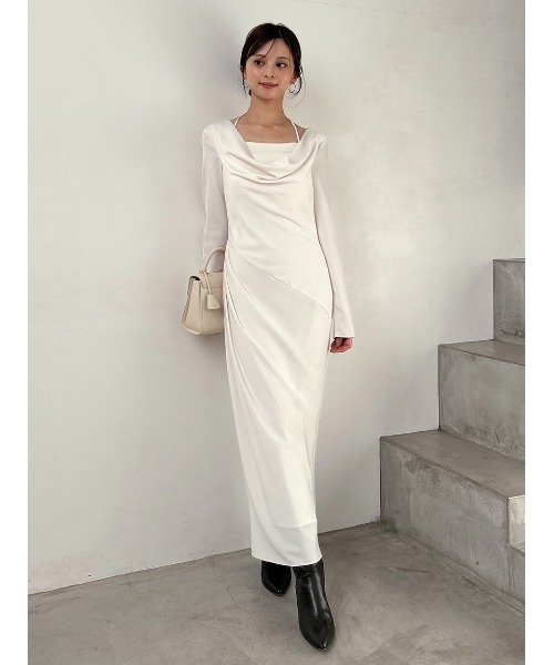 SNIDEL（スナイデル） ワンピース ドレープバックサテンロング