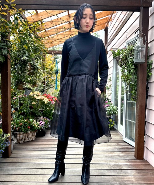 「AVIE」 長袖ワンピース 38 ブラック レディース_画像9