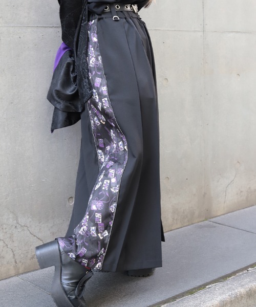 REZEN 霞柄切替半袖シャツ　霞柄サイドライン袴パンツ　本紫　セット REZEN 霞柄切替半袖シャツ 霞柄サイドライン袴パンツ 本紫 上下セット
