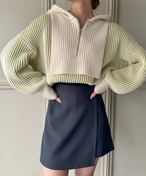 「JUNOAH」 長袖ニット MEDIUM チャコール レディース_画像6