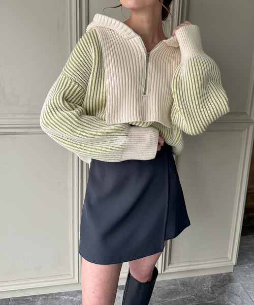 「JUNOAH」 長袖ニット MEDIUM チャコール レディース_画像8