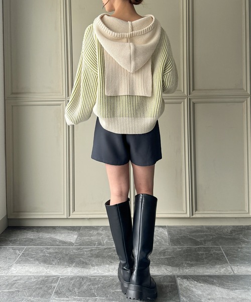 「JUNOAH」 長袖ニット MEDIUM チャコール レディース_画像9