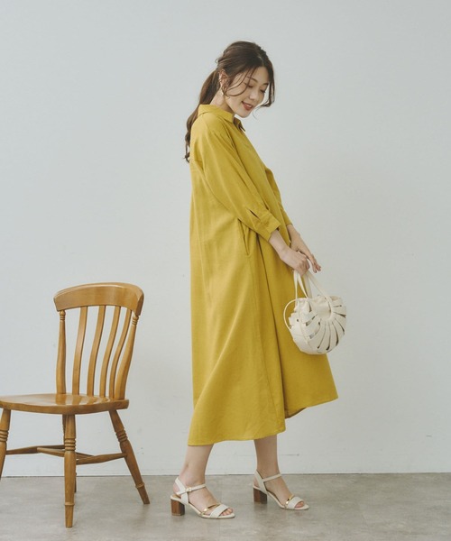 「Chez toi」 シャツワンピース FREE オレンジ レディース_画像4