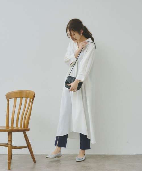 「Chez toi」 シャツワンピース FREE オレンジ レディース_画像7