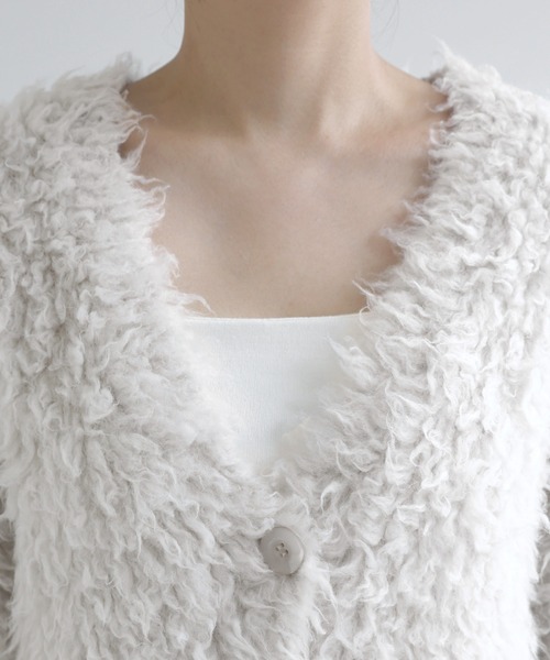 「andme」 ニットカーディガン FREE オフホワイト レディース_画像9