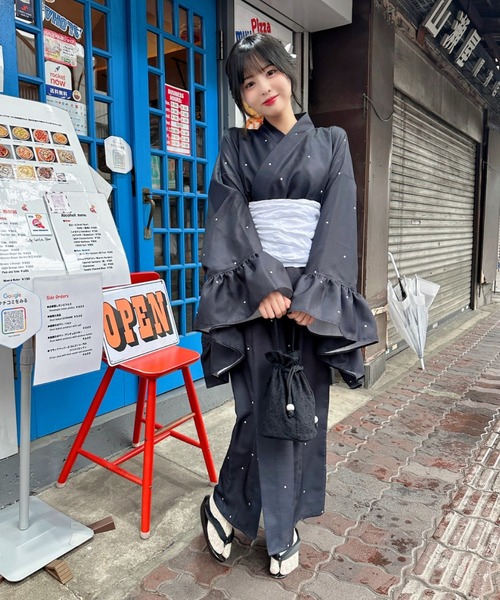 Ada. セパレート浴衣 浴衣 着付けのいらない 浴衣 3点セット フリル