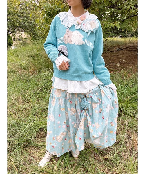 pinkhouseのぬいぐるみ付き 長袖ニットセーター PINK HOUSE（ピンクハウス） ニット セーター 幸見うさぎモチーフ