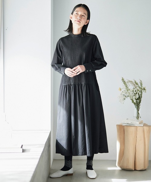 「Sunny clouds」 長袖ワンピース LARGE ブラック レディース_画像2