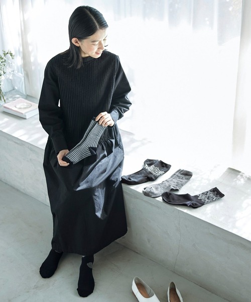 「Sunny clouds」 長袖ワンピース LARGE ブラック レディース_画像8