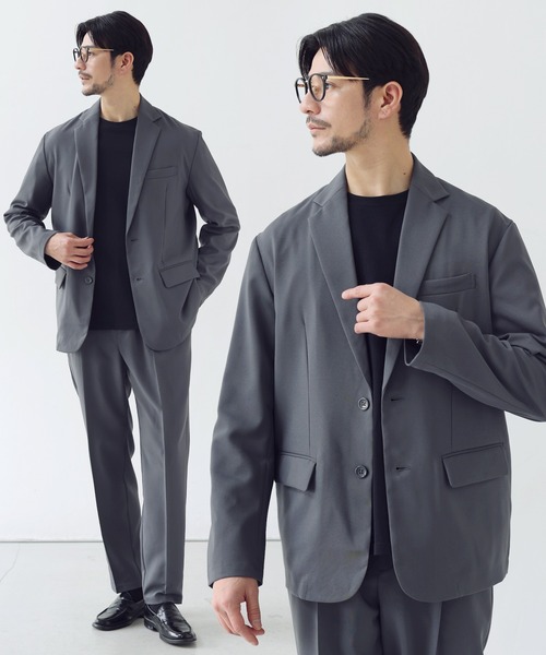 TFW49 ジップアップジャケット ズボンのセット XL ホワイト/グレー SPU（スプ） セットアップ 「防シワ/接触冷感」機能性シングル