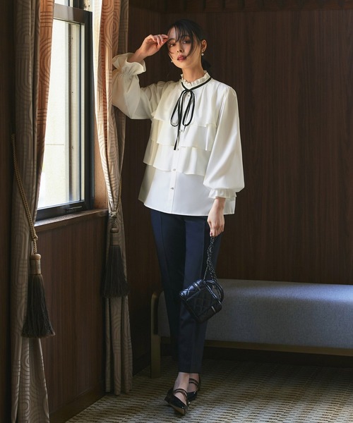 「RUIRUE BOUTIQUE」 長袖ブラウス M ネイビー レディース_画像3