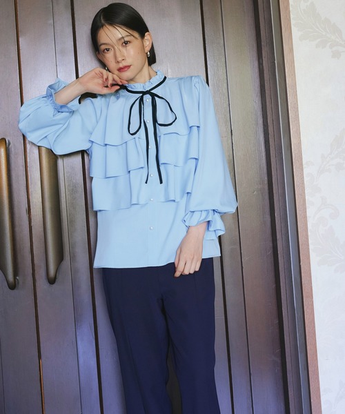 「RUIRUE BOUTIQUE」 長袖ブラウス M ネイビー レディース_画像9