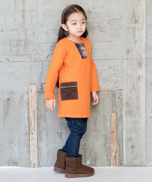 「RAGMART」 「KIDS」長袖ワンピース 110cm グリーン キッズ_画像4