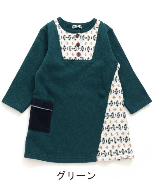 「RAGMART」 「KIDS」長袖ワンピース 110cm グリーン キッズ_画像9